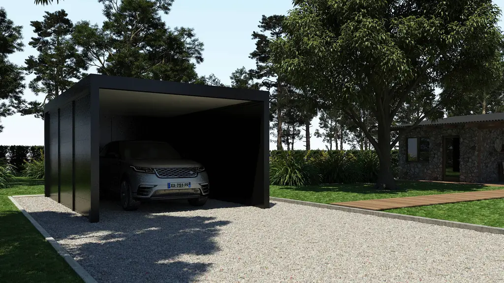 Carport indépendant fermé sur un côté