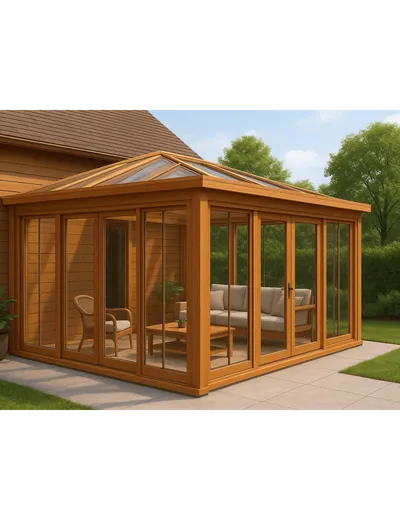 Véranda Contemporaine Bois & Aluminium
