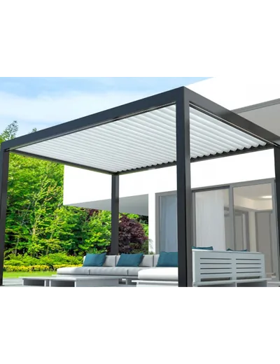 Pergola bioclimatique perpendiculaire ilot