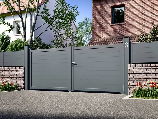 Portail battant en aluminium anthracite